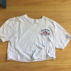 Cropped white graphic t-shirt from vans